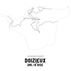 DOIZIEUX Val-d'Oise. Minimalistic street map with black and white lines.