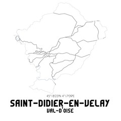 SAINT-DIDIER-EN-VELAY Val-d'Oise. Minimalistic street map with black and white lines.