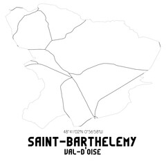 SAINT-BARTHELEMY Val-d'Oise. Minimalistic street map with black and white lines.