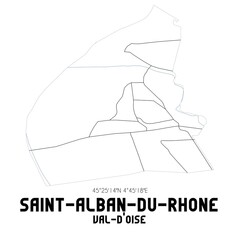 SAINT-ALBAN-DU-RHONE Val-d'Oise. Minimalistic street map with black and white lines.