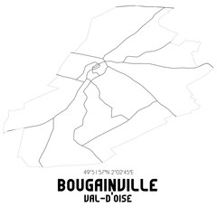 BOUGAINVILLE Val-d'Oise. Minimalistic street map with black and white lines.