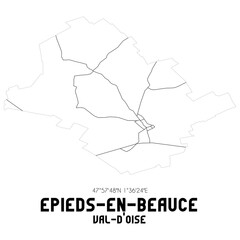 EPIEDS-EN-BEAUCE Val-d'Oise. Minimalistic street map with black and white lines.