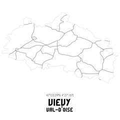 VIEVY Val-d'Oise. Minimalistic street map with black and white lines.