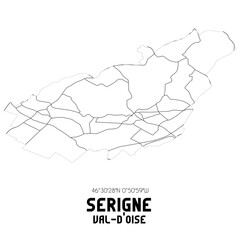 SERIGNE Val-d'Oise. Minimalistic street map with black and white lines.