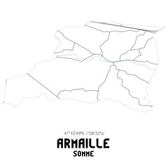 ARMAILLE Somme. Minimalistic street map with black and white lines.