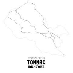 TONNAC Val-d'Oise. Minimalistic street map with black and white lines.