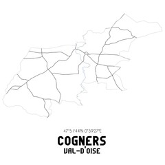 COGNERS Val-d'Oise. Minimalistic street map with black and white lines.