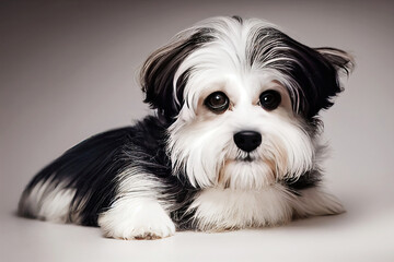 Picture of cute havanese dog puppy in studio setting