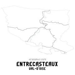 ENTRECASTEAUX Val-d'Oise. Minimalistic street map with black and white lines.