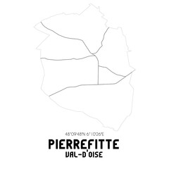 PIERREFITTE Val-d'Oise. Minimalistic street map with black and white lines.