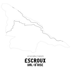 ESCROUX Val-d'Oise. Minimalistic street map with black and white lines.