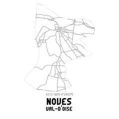 NOVES Val-d'Oise. Minimalistic street map with black and white lines.