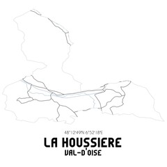 LA HOUSSIERE Val-d'Oise. Minimalistic street map with black and white lines.
