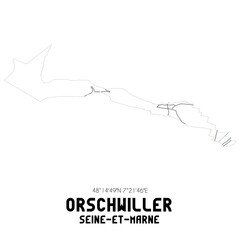 ORSCHWILLER Seine-et-Marne. Minimalistic street map with black and white lines.
