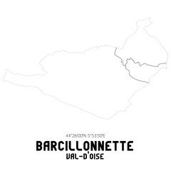 BARCILLONNETTE Val-d'Oise. Minimalistic street map with black and white lines.