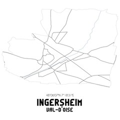 INGERSHEIM Val-d'Oise. Minimalistic street map with black and white lines.