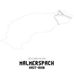 MALMERSPACH Haut-Rhin. Minimalistic street map with black and white lines.