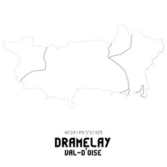 DRAMELAY Val-d'Oise. Minimalistic street map with black and white lines.