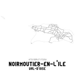 NOIRMOUTIER-EN-L'ILE Val-d'Oise. Minimalistic street map with black and white lines.