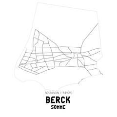 BERCK Somme. Minimalistic street map with black and white lines.