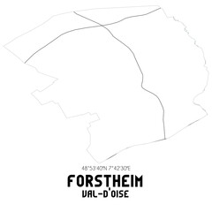 FORSTHEIM Val-d'Oise. Minimalistic street map with black and white lines.