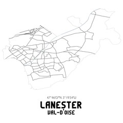 LANESTER Val-d'Oise. Minimalistic street map with black and white lines.