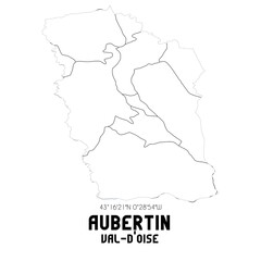 AUBERTIN Val-d'Oise. Minimalistic street map with black and white lines.