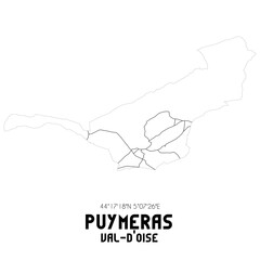 PUYMERAS Val-d'Oise. Minimalistic street map with black and white lines.
