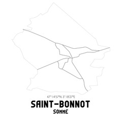 SAINT-BONNOT Somme. Minimalistic street map with black and white lines.