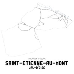 SAINT-ETIENNE-AU-MONT Val-d'Oise. Minimalistic street map with black and white lines.