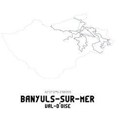 BANYULS-SUR-MER Val-d'Oise. Minimalistic street map with black and white lines.