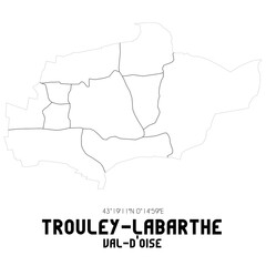 TROULEY-LABARTHE Val-d'Oise. Minimalistic street map with black and white lines.