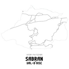SABRAN Val-d'Oise. Minimalistic street map with black and white lines.