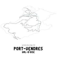 PORT-VENDRES Val-d'Oise. Minimalistic street map with black and white lines.