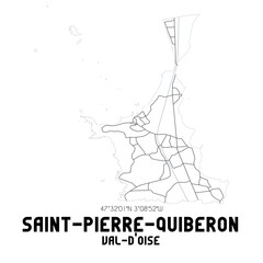 SAINT-PIERRE-QUIBERON Val-d'Oise. Minimalistic street map with black and white lines.