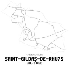 SAINT-GILDAS-DE-RHUYS Val-d'Oise. Minimalistic street map with black and white lines.