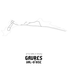 GAVRES Val-d'Oise. Minimalistic street map with black and white lines.
