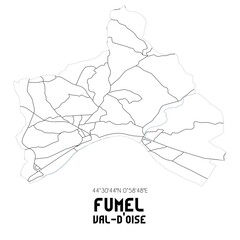 FUMEL Val-d'Oise. Minimalistic street map with black and white lines.