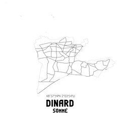 DINARD Somme. Minimalistic street map with black and white lines.