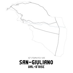SAN-GIULIANO Val-d'Oise. Minimalistic street map with black and white lines.