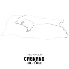 CAGNANO Val-d'Oise. Minimalistic street map with black and white lines.