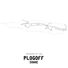 PLOGOFF Somme. Minimalistic street map with black and white lines.