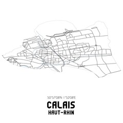 CALAIS Haut-Rhin. Minimalistic street map with black and white lines.