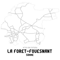 LA FORET-FOUESNANT Somme. Minimalistic street map with black and white lines.