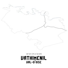 VATHIMENIL Val-d'Oise. Minimalistic street map with black and white lines.
