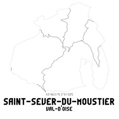 SAINT-SEVER-DU-MOUSTIER Val-d'Oise. Minimalistic street map with black and white lines.