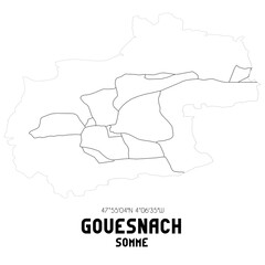 GOUESNACH Somme. Minimalistic street map with black and white lines.