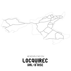 LOCQUIREC Val-d'Oise. Minimalistic street map with black and white lines.