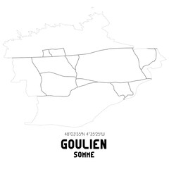 GOULIEN Somme. Minimalistic street map with black and white lines.