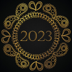 2023 year happy new year golden design poster 